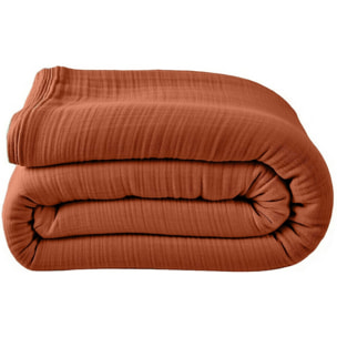 Housse de couette 100% gaze de coton lavé safran minéral