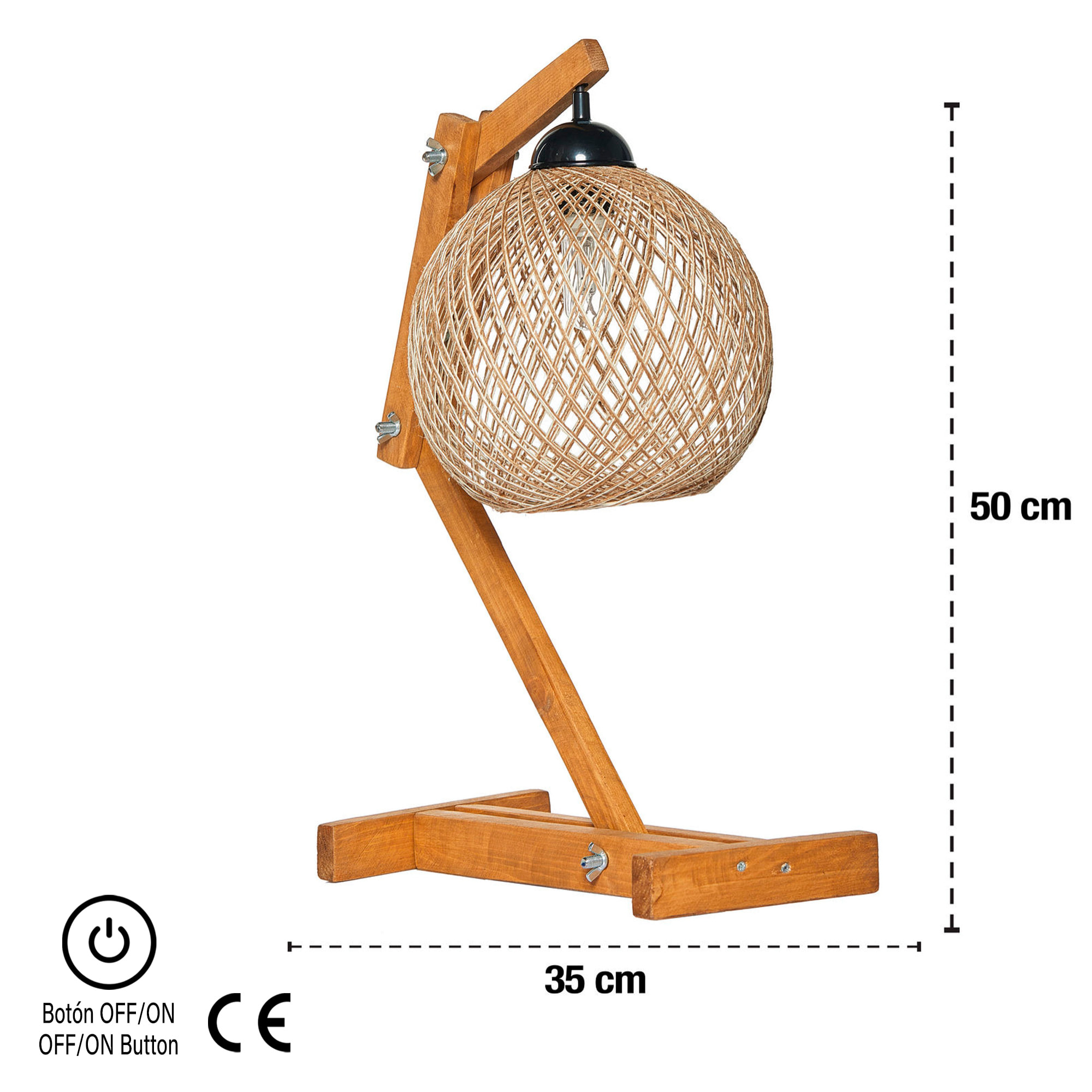 Lámpara de lectura de sobremesa 50 cm. ecru/marrón, tipo E 27 Max 45 - 60 W