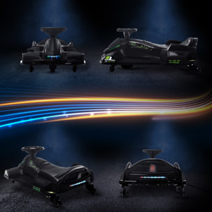Crazy Cart enfant - Kart électrique enfant 12V 8Km/h max. - Kart Drifting - nombreux effets - noir
