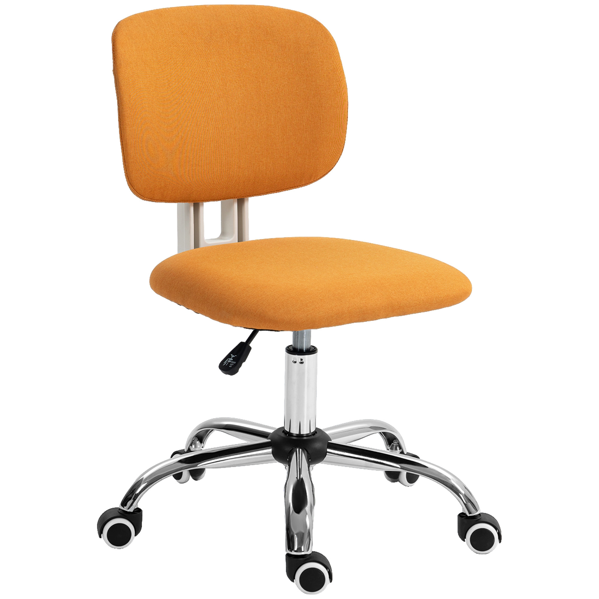 Silla de Oficina sin Brazos Silla de Escritorio Giratoria Tapizado de Tela con Altura Ajustable Estilo Moderno Carga 120 kg 48x53x80-90 cm Naranja