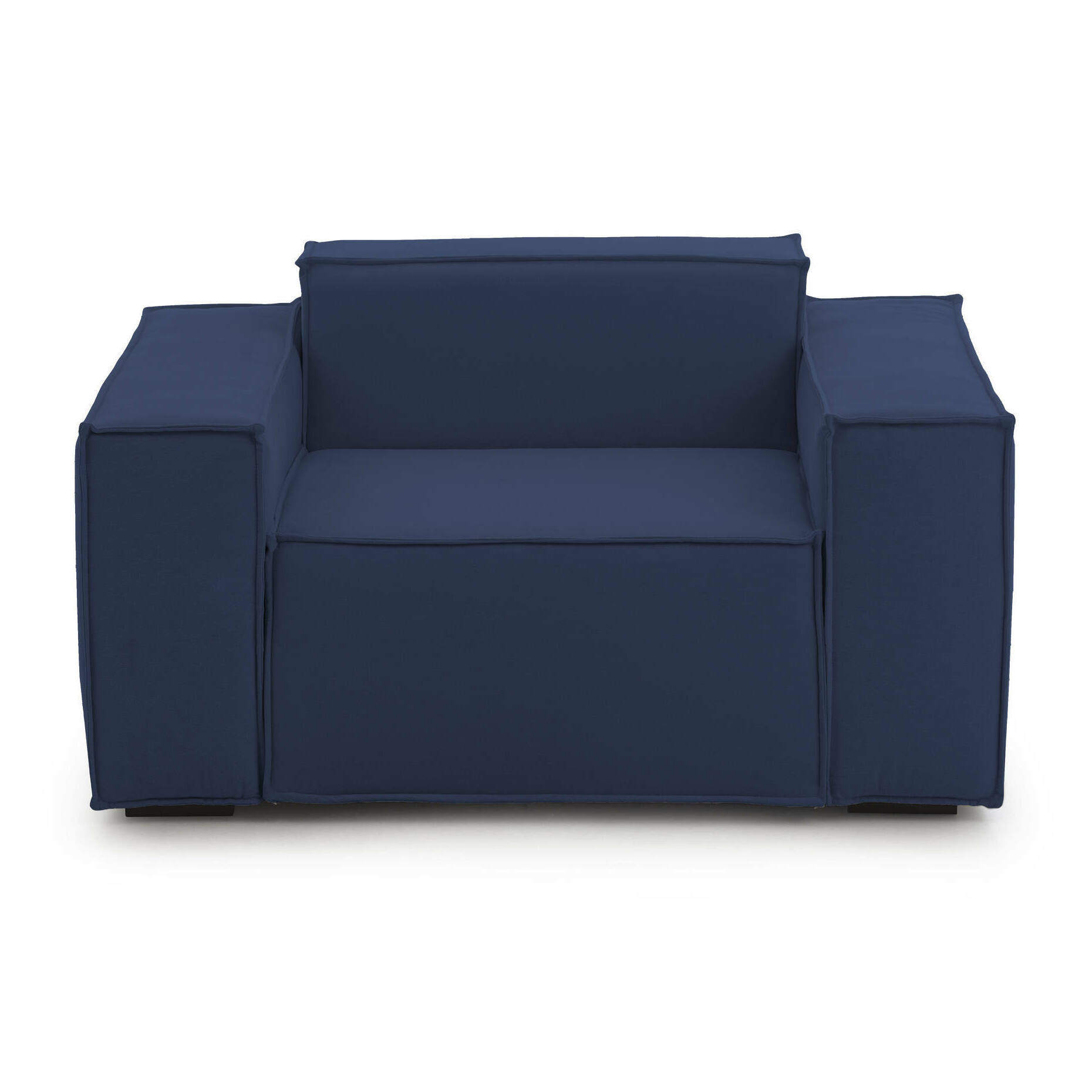 Poltrona Cristiana, Poltrona da salotto, 100% Made in Italy, Poltroncina relax in tessuto imbottito, Cm 160x95h70, Blu