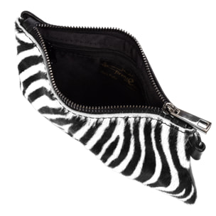 Fiorella Bolso de mano Mujer.Piel auténtica Sauvage Cavallino Cebra