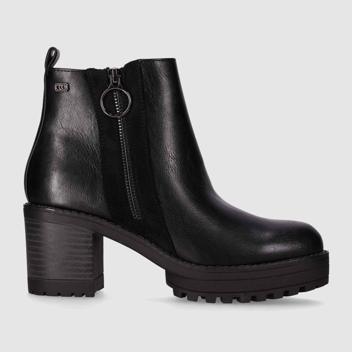 Botines de Piel Sintética - Negro - Tacón: 6 cm