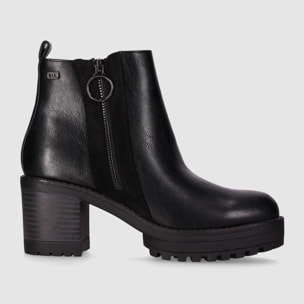 Botines de Piel Sintética - Negro - Tacón: 6 cm