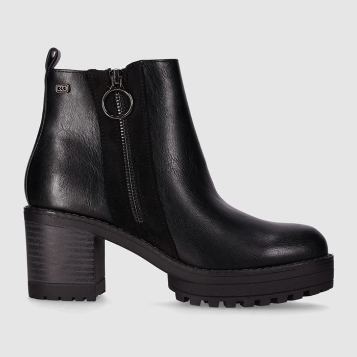 Botines de Piel Sintética - Negro - Tacón: 6 cm