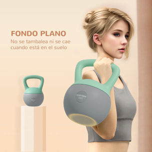 Pesa Rusa 8 kg, Soft Kettlebell Relleno de Arena Metálica y Mango Antideslizante, para Entrenamiento Culturismo en Casa, Gimnasio, Verde Menta y Gris
