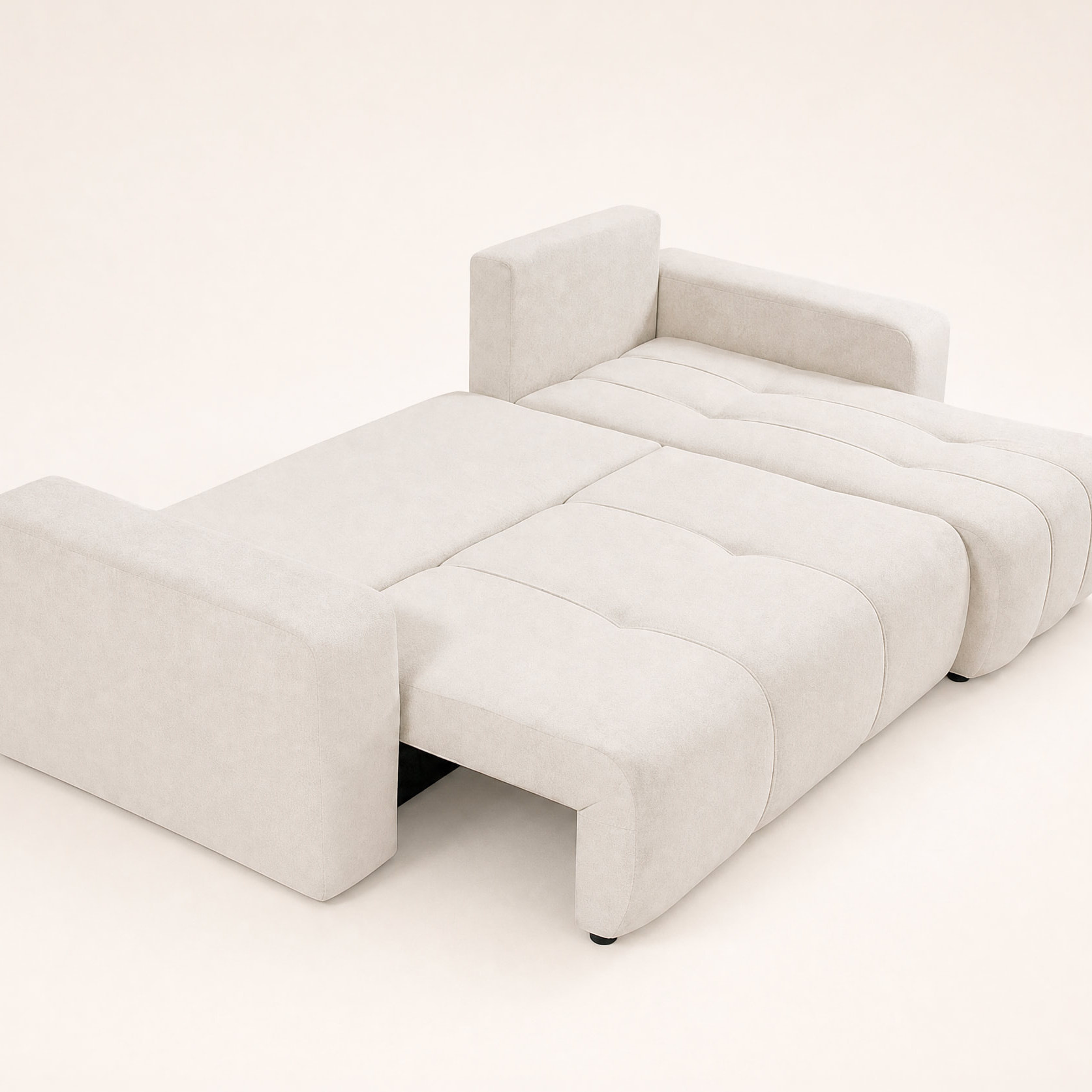 Nicole - canapé d'angle réversible 4 places convertible avec coffre en tissu - Beige
