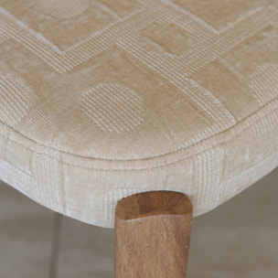 Lot de 2 chaises de table en tissu et bois beige SUZIE