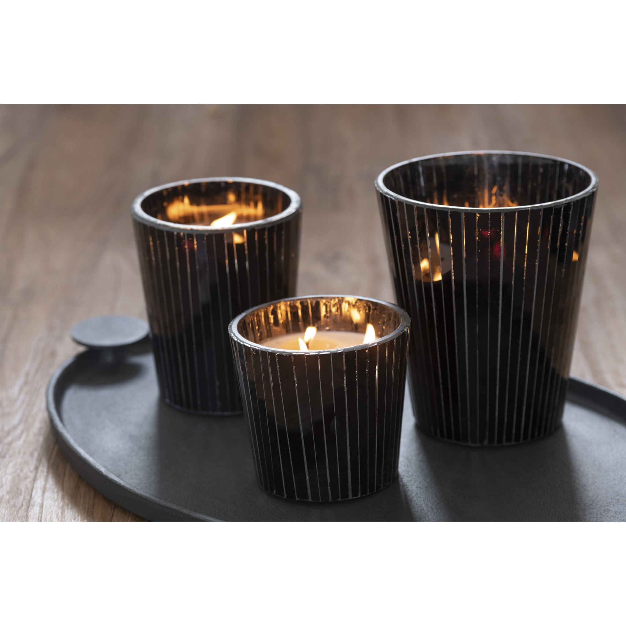 J-Line bougie parfumée Noa - Spicy Twilight - verre - noir - small - 35H