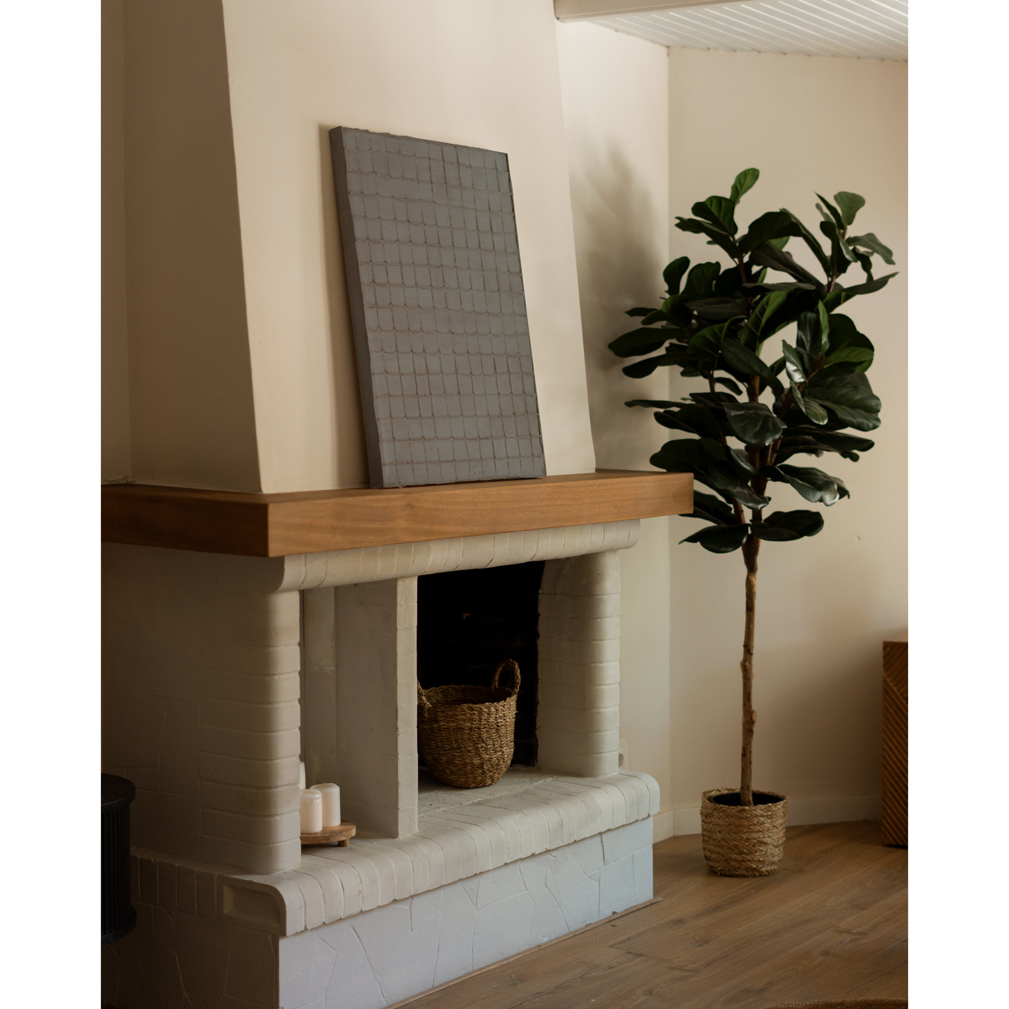 Tableau gris décoratif sur toile de coton avec cadre en bois peint à la main à la peinture à l'huile en différentes tailles