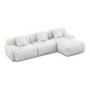 BURGESS Canapé d'angle 5-6 places avec méridienne modulable en velours côtelé beige