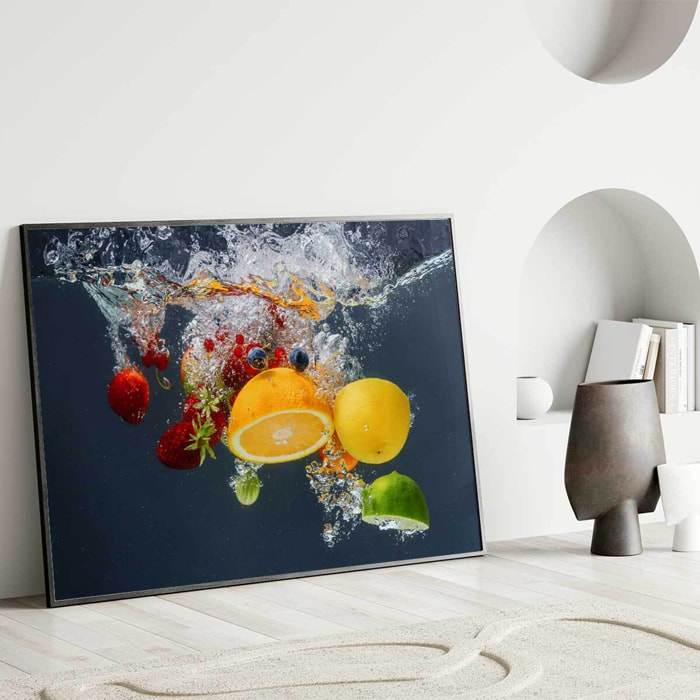 Affiche encadrée fruits dans l’eau Affiche + cadre en métal - Noir
