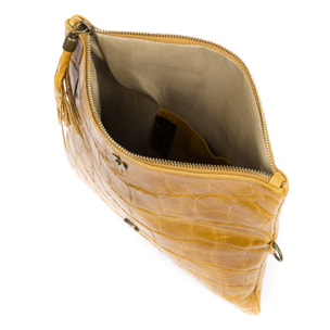 Lecce Borsa a tracolla Donna.Pelle autentica Camoscio Inciso Coccodrillo