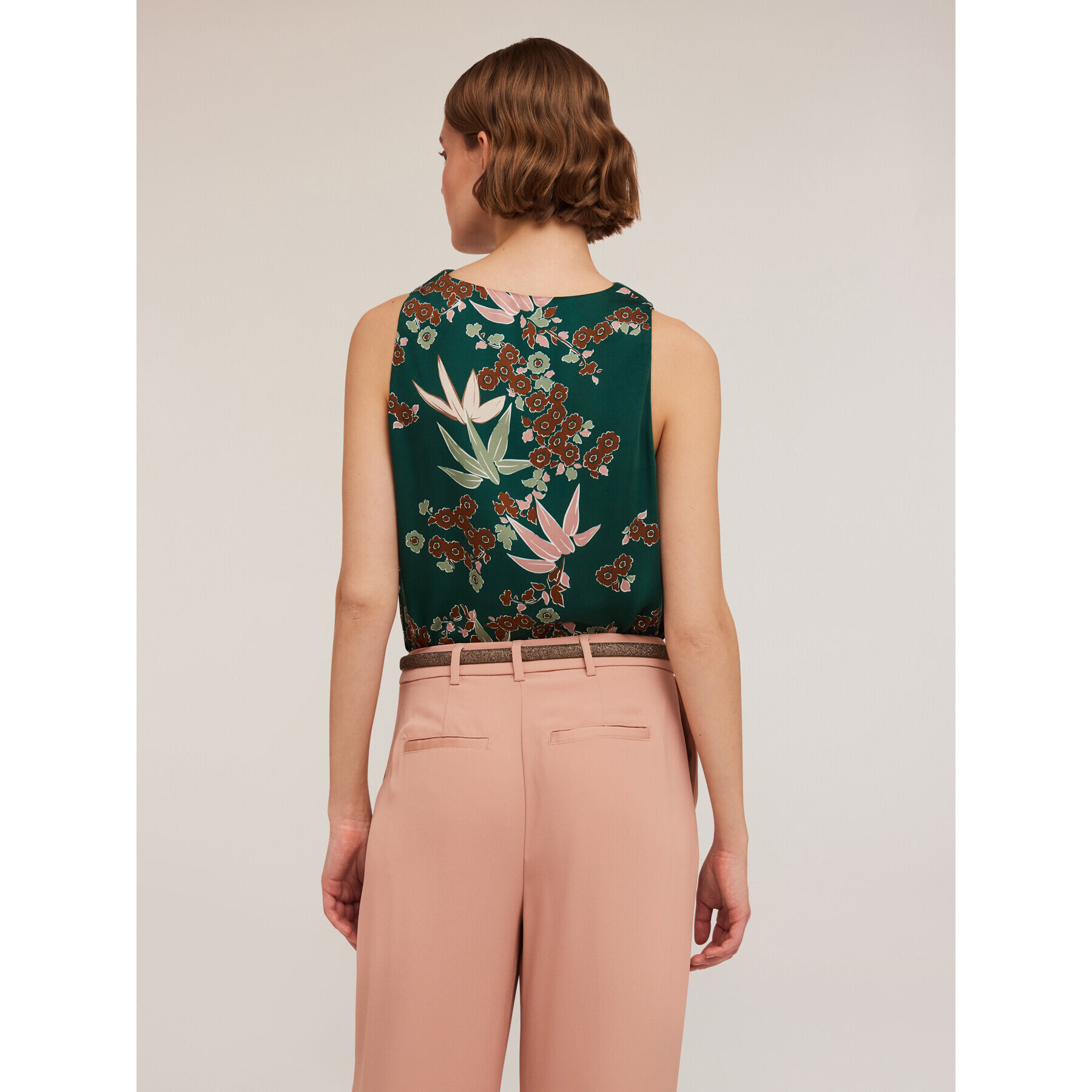 Motivi - Top de satén con estampado decò - Verde