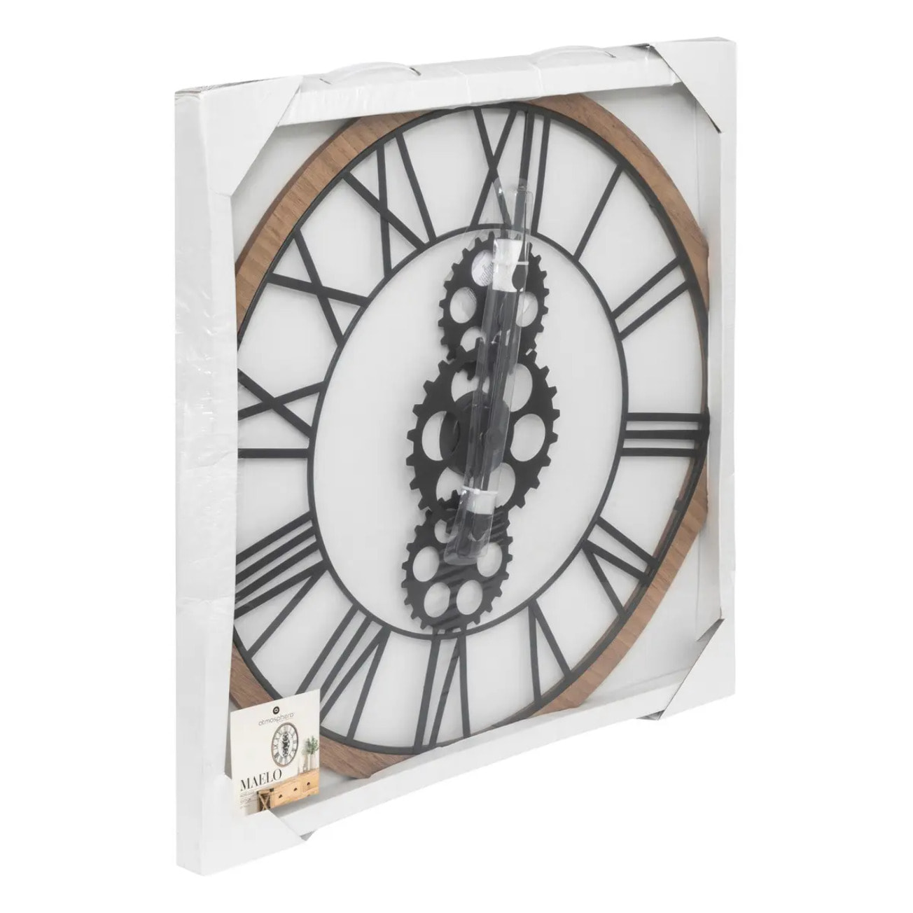 Horloge mécanique "Maelo" en bois et métal D70cm