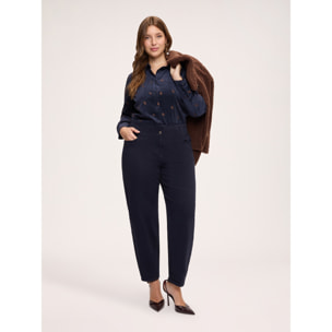 Fiorella Rubino - Camicia in velluto a coste con ricami floreali - Blu