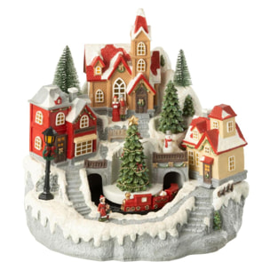 J-Line décoration Village Train - polyrésine - mix