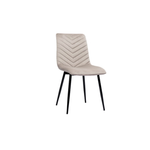 Chaises design en tissu velours taupe et métal noir (lot de 2) PUMPKIN