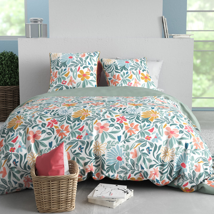 Parure Housse De Couette 3pcs 100% Satin de Coton 120 Fils THELMA