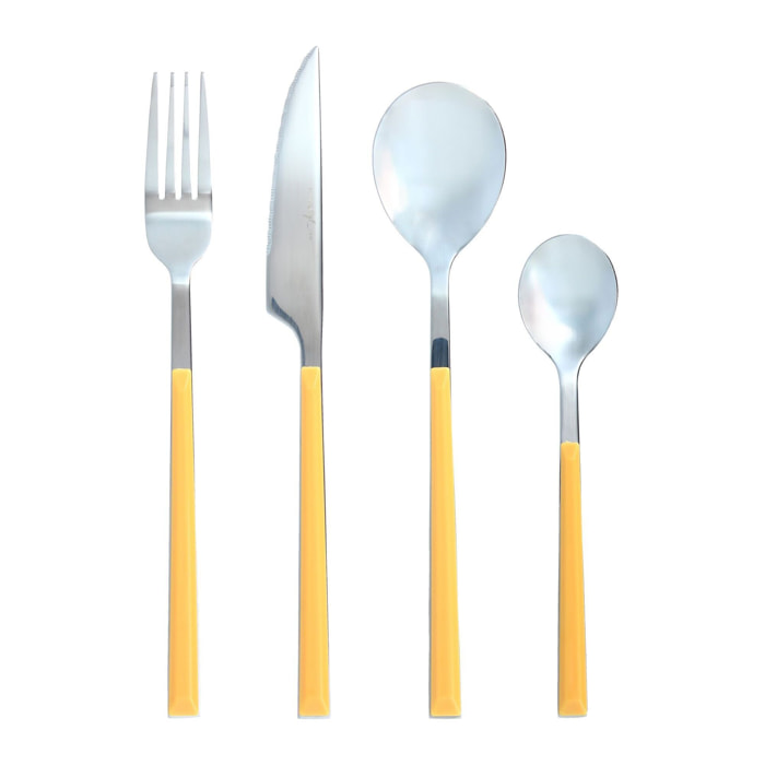 Ménagère 24 pièces en acier inoxydable jaune COLORAMA