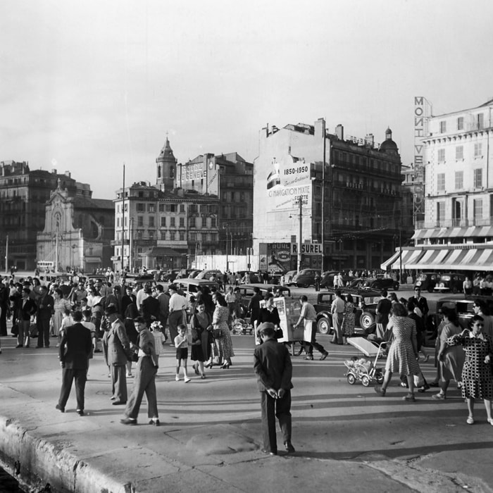 Photo vintage de Marseille - Quai des Belges Toile imprimée