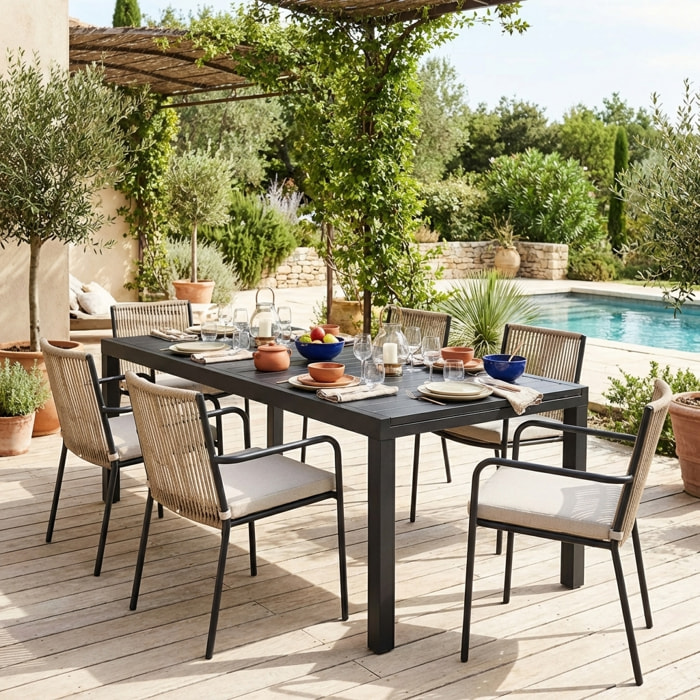 Table de jardin extensible aluminium 10-12 places ELORA