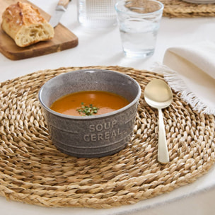 Bol inscription Soup Cereal bleu gris 50cl