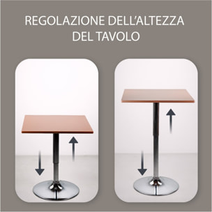 Tavolo quadrato alto, con base cromata regolabile in altezza - Lima