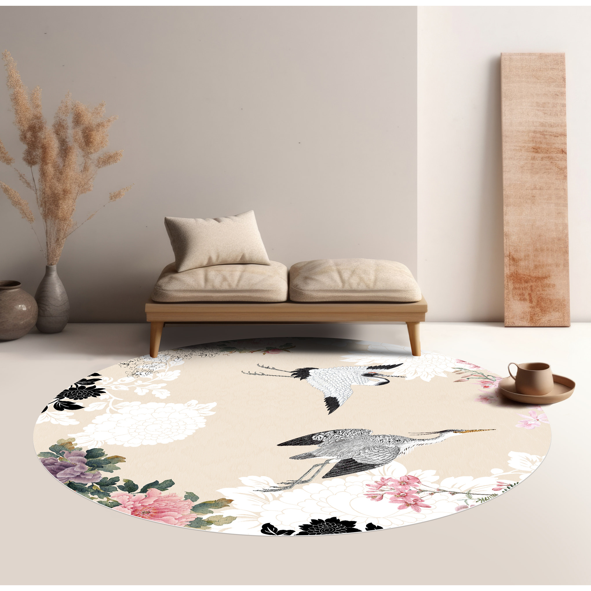 Alfombra de vinilo Hanami Redonda PVC antideslizante, vinilica para cocina o salón, lavable, estilo abstracto