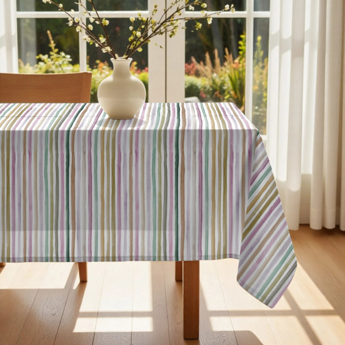 Nappe enduite Naiara 4-100 - 100% coton - traitement antitaches - Multicolore - 200x155 cm