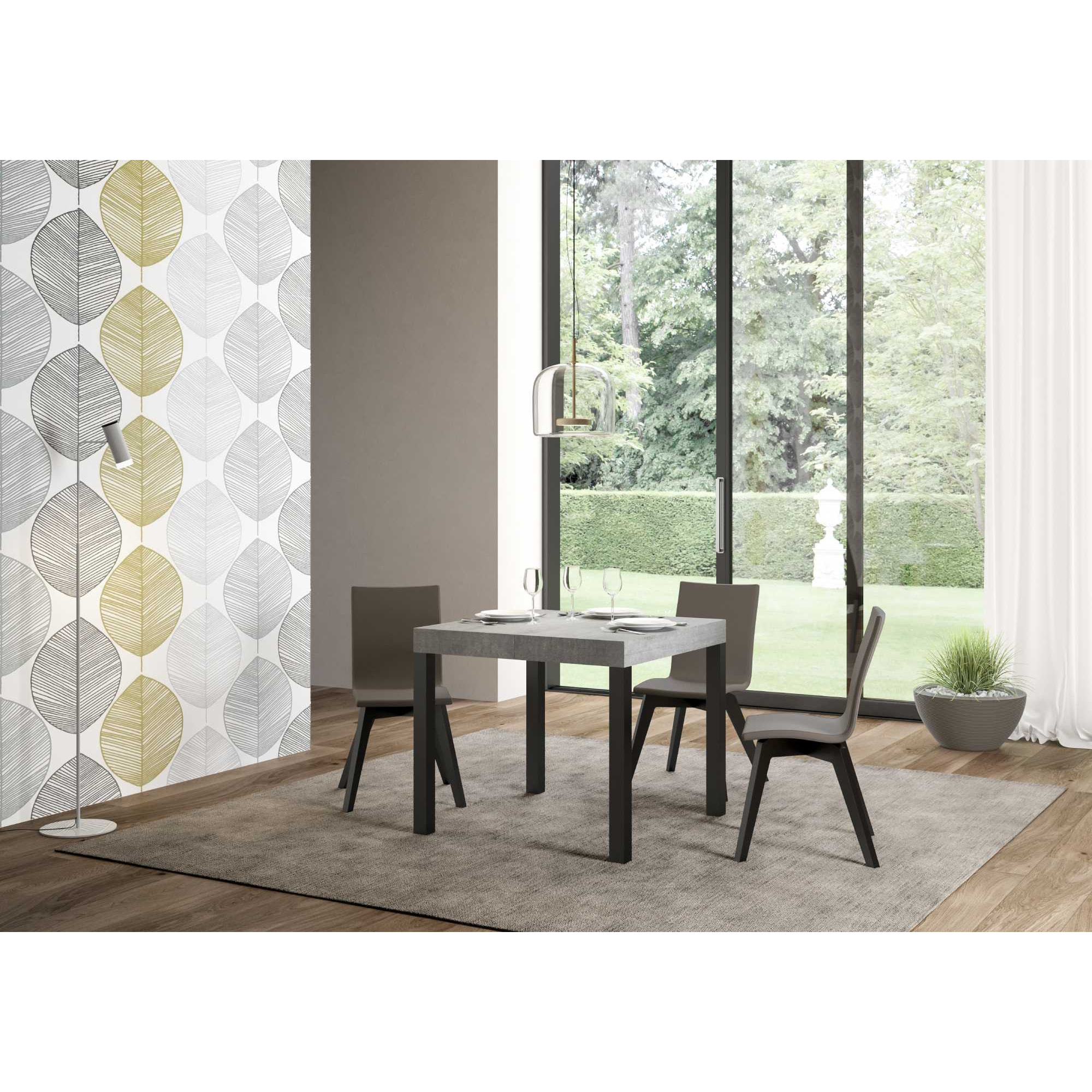 Tavolo allungabile 90x90/246 cm Everyday Premium Cemento telaio Antracite