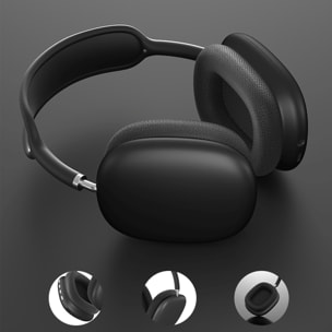DAM Cuffie Bluetooth wireless P9, ergonomiche. 18,5x8x20,5 cm. Colore nero