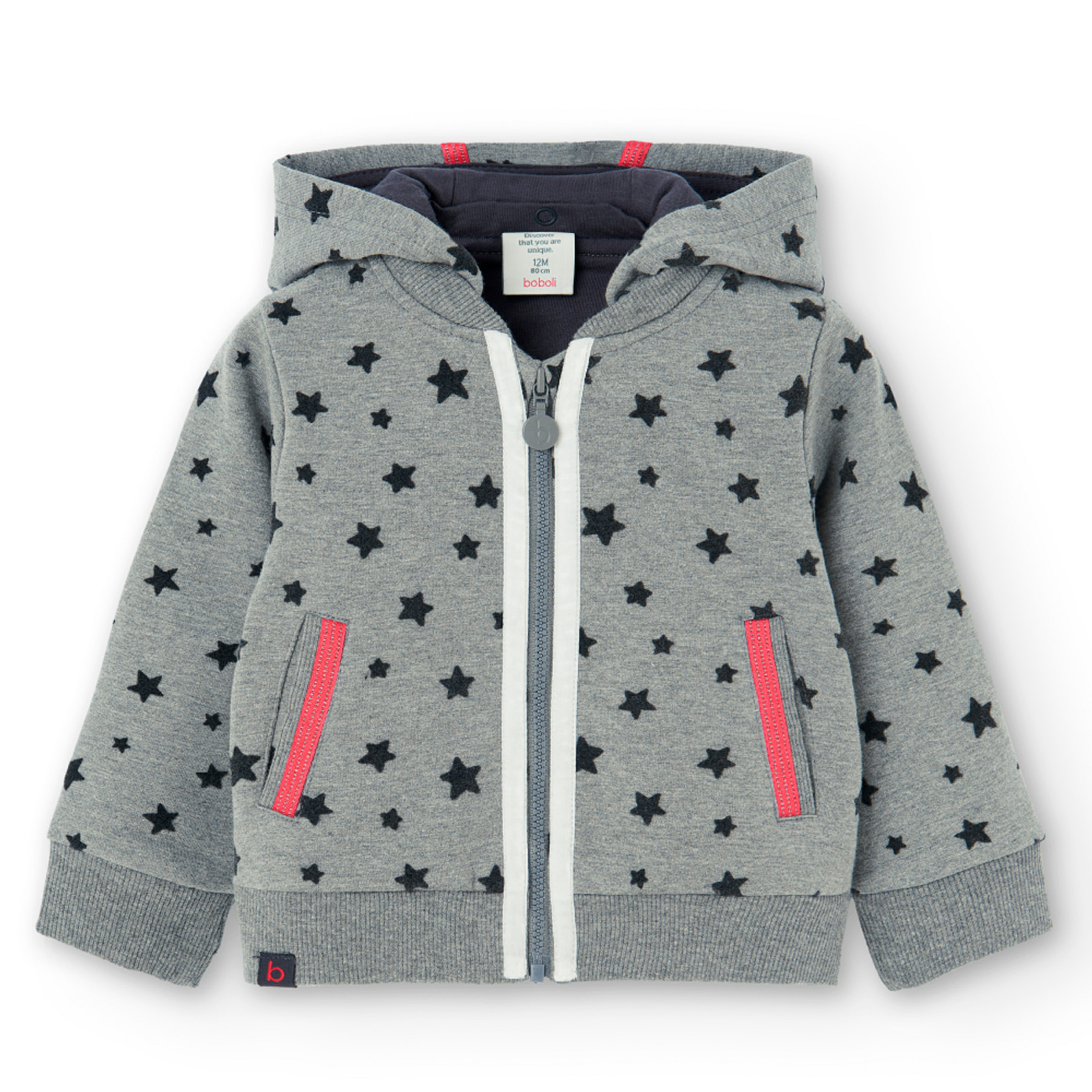 Chaqueta felpa estrellas de bebé niña