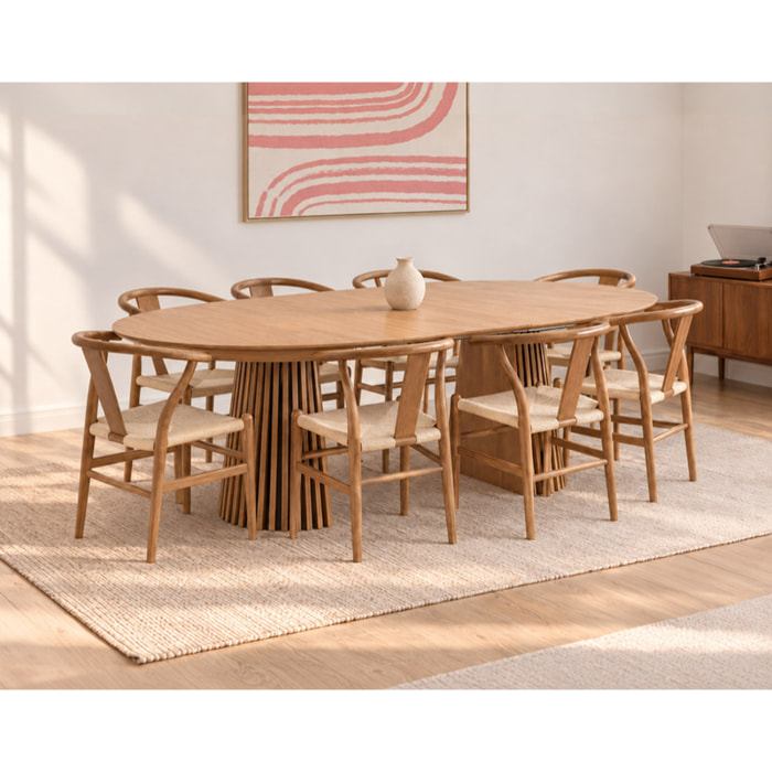 Freya - table à manger ronde extensible - effet bois - 4 à 8 personnes - Bois