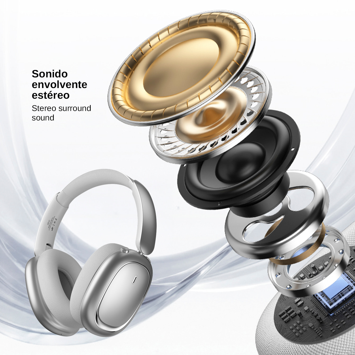 Cascos bluetooth CR-01 con batería recargable.