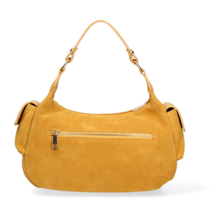 Borsa a spalla da donna Made in Italy - Modello Ardena - Pelle scamosciata - 30.0 x 17.0 x 12.0 cm