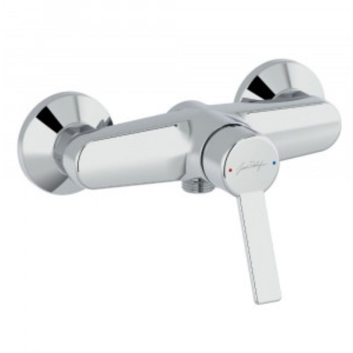 Mitigeur douche Eo chromé avec douchette 2 jets Shift Ellipse chromé et flexible lisse anti-torsion 1600 mm Chrome