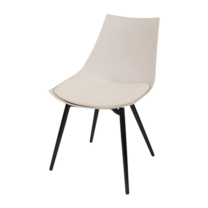 Set di 4 sedie Dakota in metallo e finta pelle beige