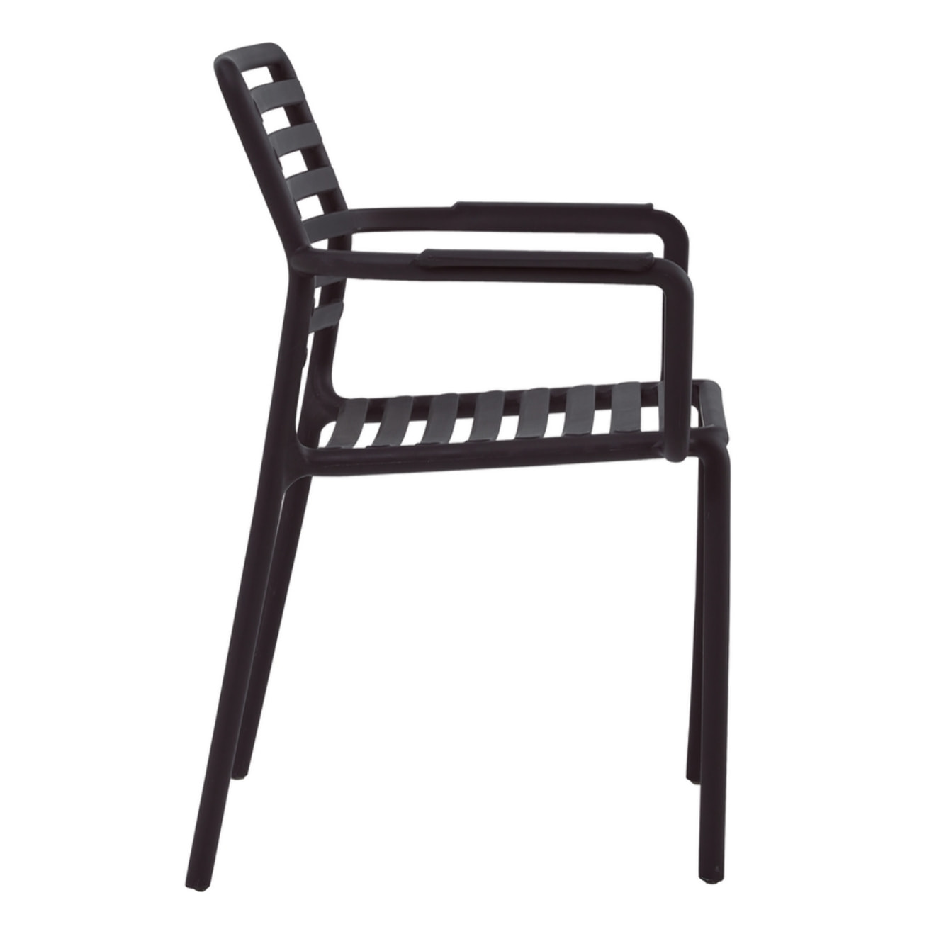 Set da 4 sedie da giardino nere in polipropilene con braccioli – Tago