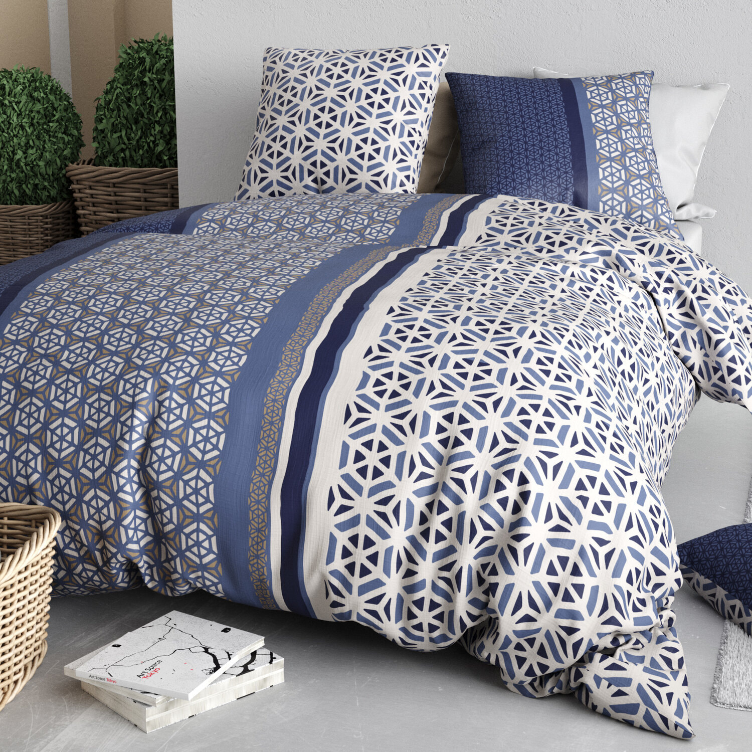Parure housse de couette imprimé 100% coton - mil
