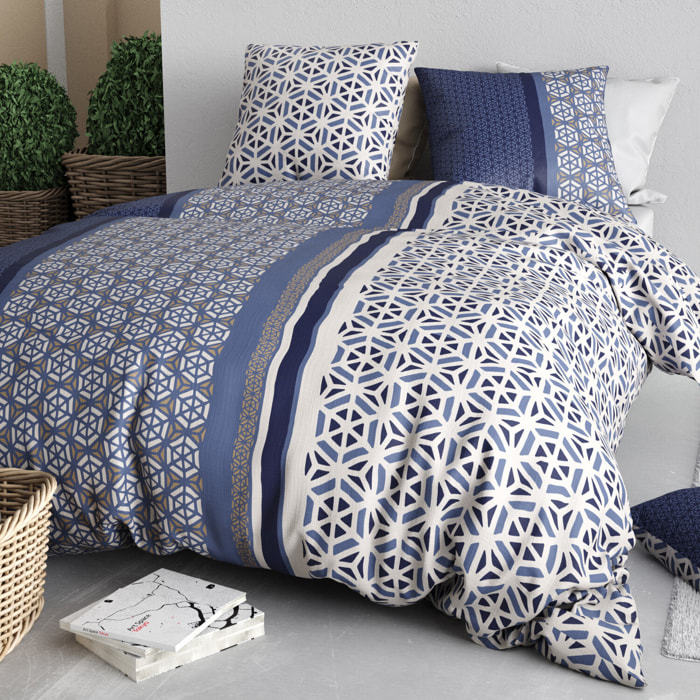 Parure housse de couette imprimé 100% coton - mil