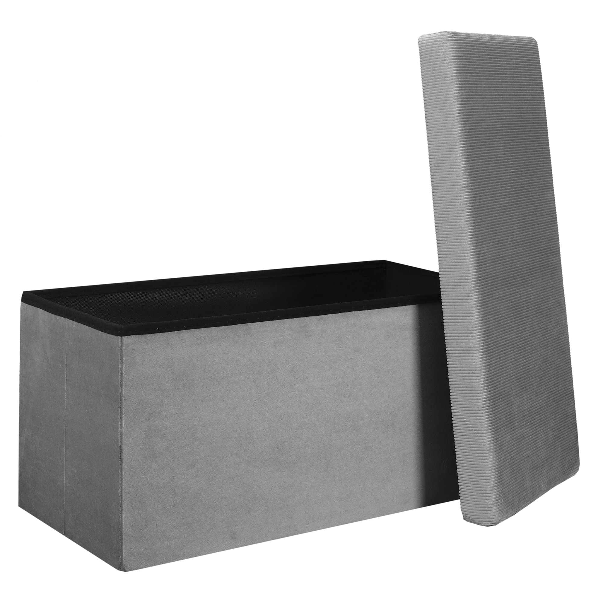 Coffre Banc Pliable Velours Cotele Giulia Gris