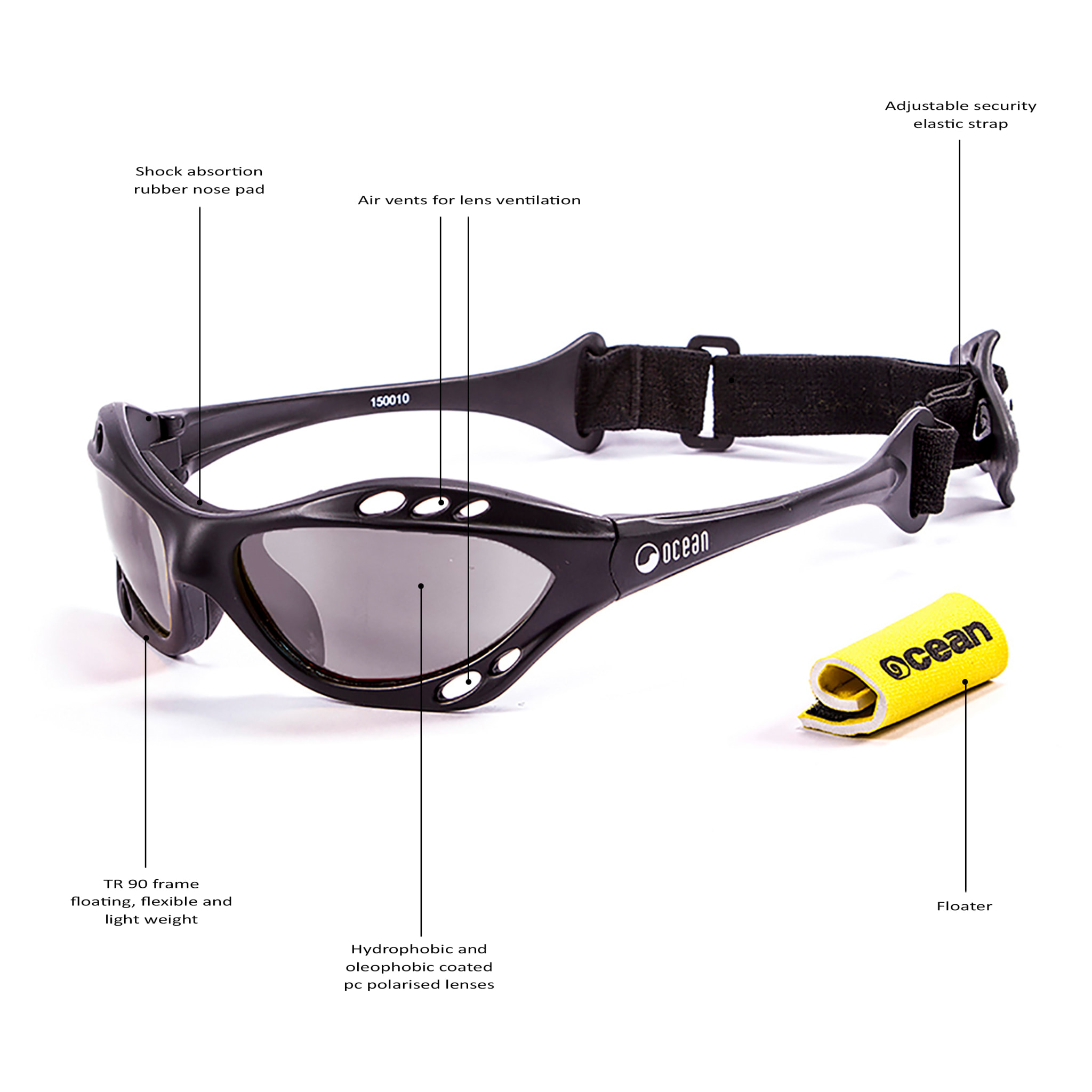 Gafas de sol OCEAN WASHINGTON - Negro mate / Polarizada de crecimiento
