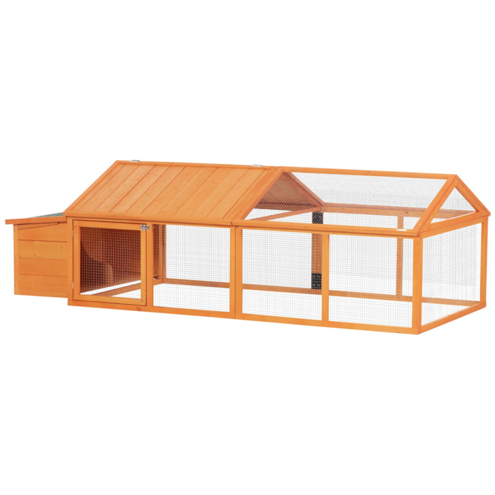 Gallinero de Madera de 2 Pisos para 4-8 Gallinas Techo Abatible 240x112,5x76 cm