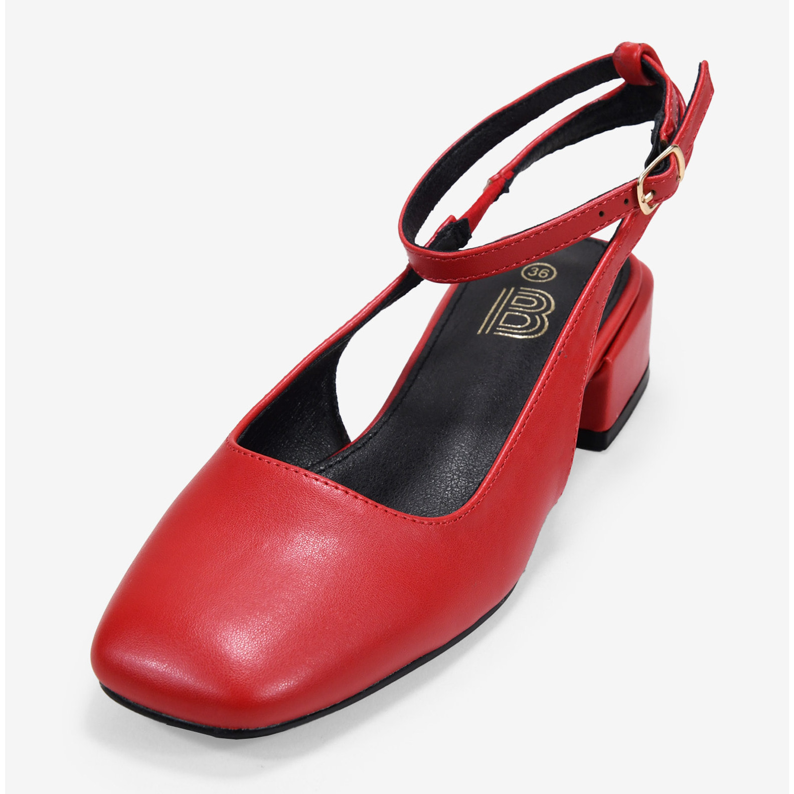 Zapatos Mary Jane destalonados rojos con tacón