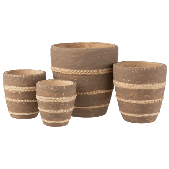 J-Line cache-pot Tresse - ciment - marron - extra large - Ø 23.5 cm