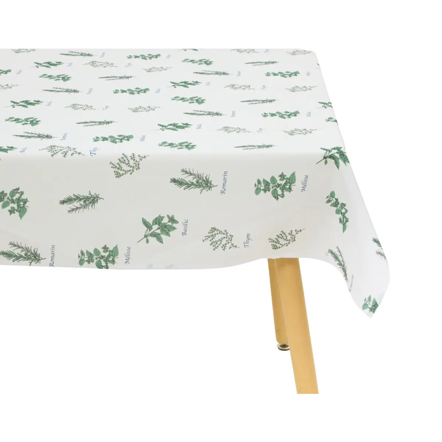 Nappe Garrigue 240x140cm vert clair imprimé aromates