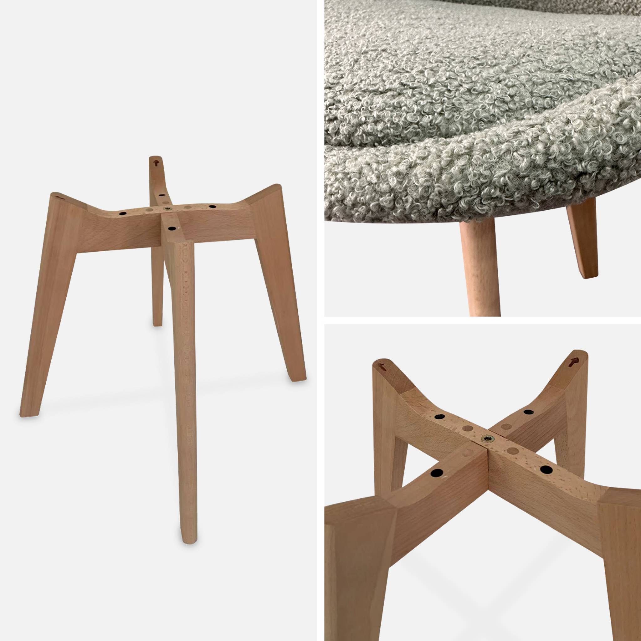 Lot de 4 chaises scandinaves NILS revêtement bouclette vert céladon. pieds bois de hêtre. chaise 1 place