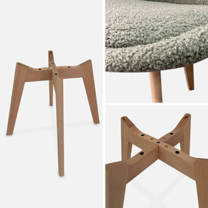 Lot de 4 chaises scandinaves NILS revêtement bouclette vert céladon. pieds bois de hêtre. chaise 1 place