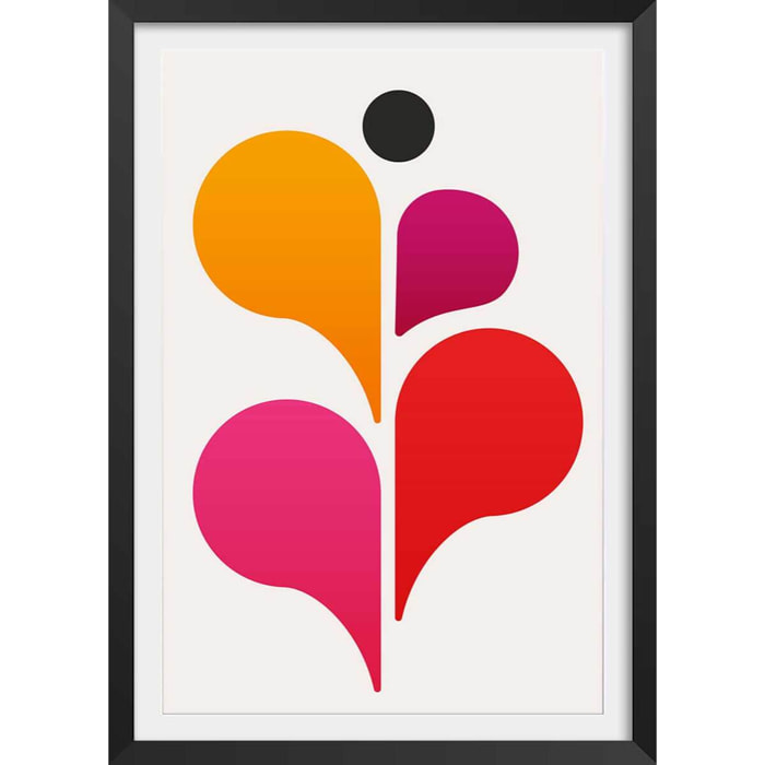 Poster seventies pink Affiche + cadre en bois - Noir